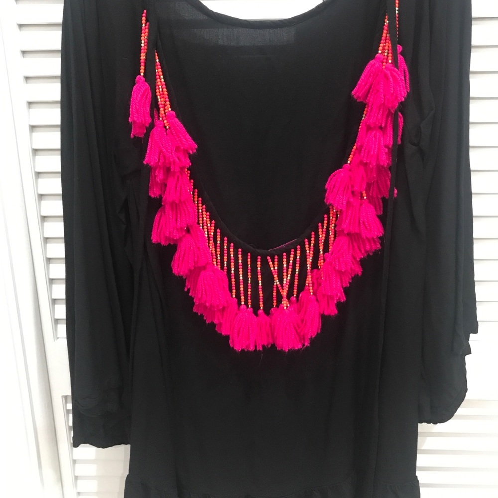 Black and Pink Coverup/Dress with Tassels
